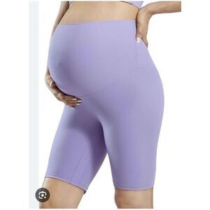 Poshdivah Ribbed Purple Maternity Yoga Shorts SizeSmall